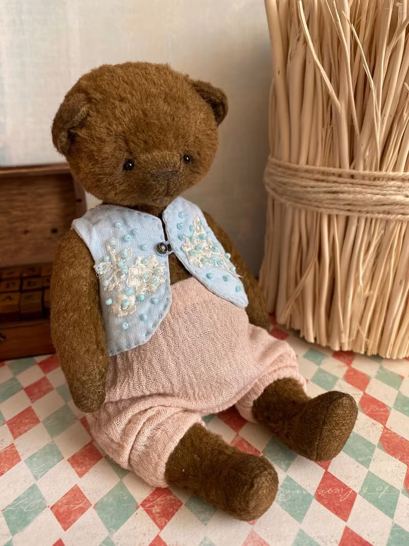 Brown cute teddy bear, OOAK, adorable bear, collectible toys, handmade, gift
