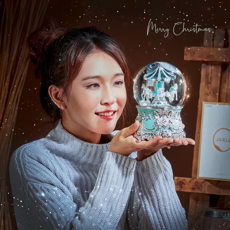 蒂芬妮藍 遊樂馬 水晶球音樂盒 生日禮物 情人節 聖誕交換禮物