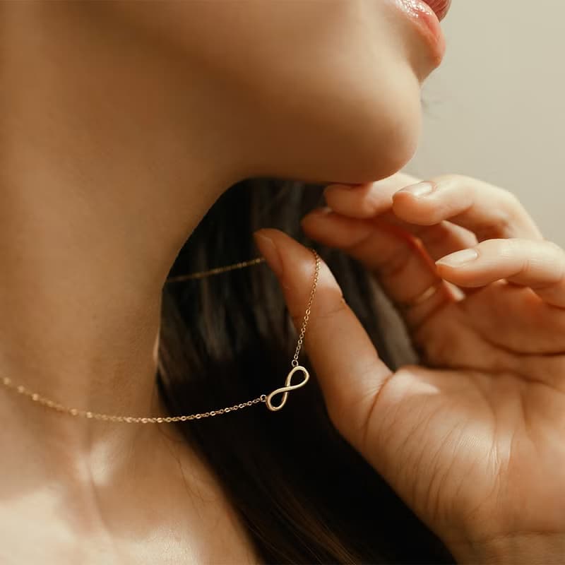 Eterna 無限 細緻光澤項鍊 316L醫療鋼18k金