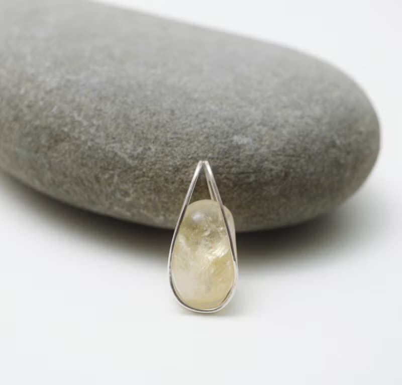 原石系列-彩虹光暈黃水晶滾石‧純銀墜(沒有附鍊子)