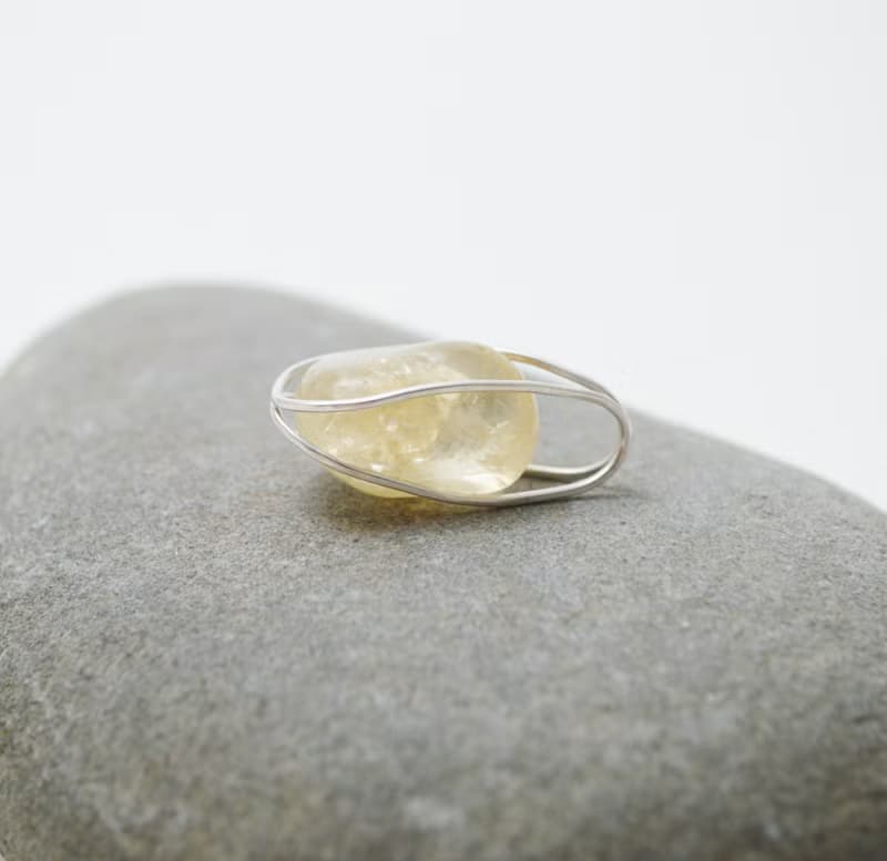 原石系列-彩虹光暈黃水晶滾石‧純銀墜(沒有附鍊子)