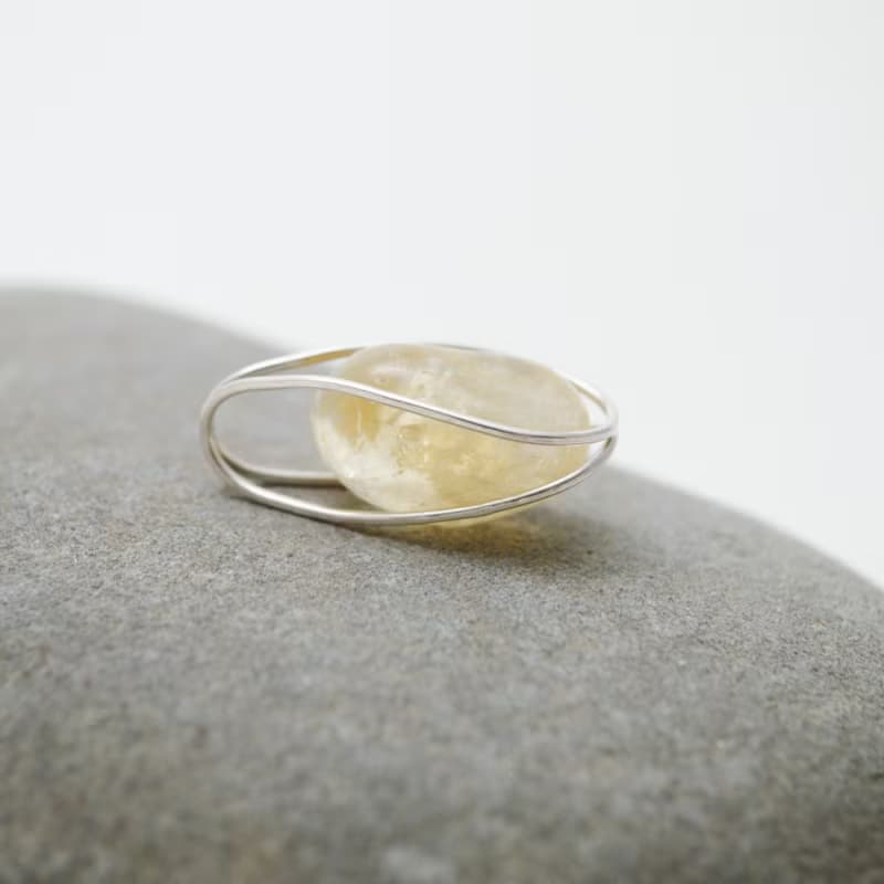 原石系列-彩虹光暈黃水晶滾石‧純銀墜(沒有附鍊子)