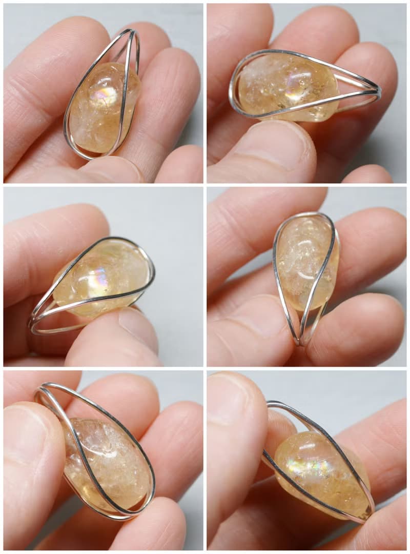 原石系列-彩虹光暈黃水晶滾石‧純銀墜(沒有附鍊子)