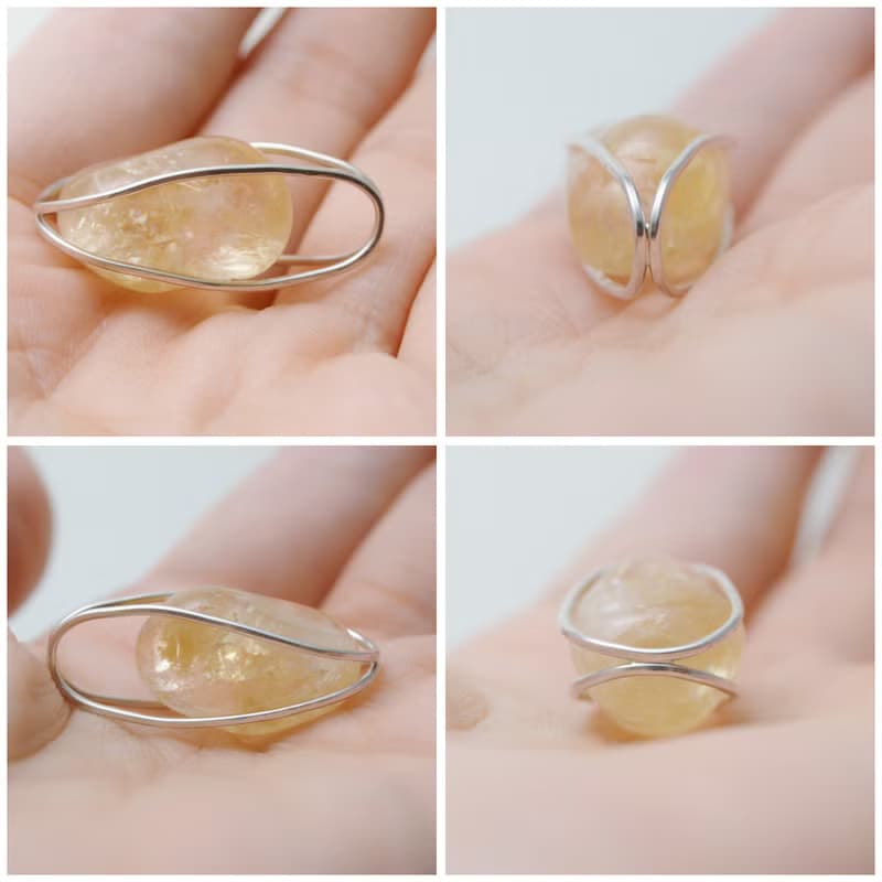 原石系列-彩虹光暈黃水晶滾石‧純銀墜(沒有附鍊子)