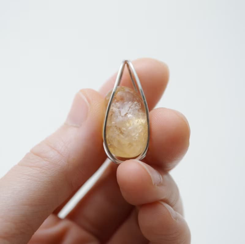 原石系列-彩虹光暈黃水晶滾石‧純銀墜(沒有附鍊子)