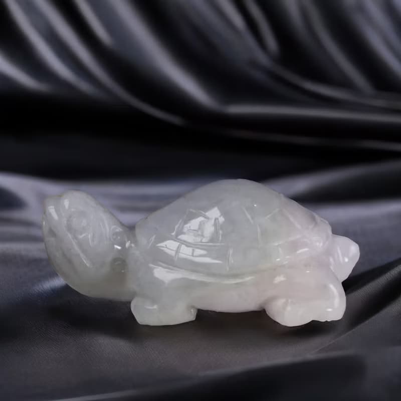 【吉祥‧長壽】糯飄綠花翡翠烏龜擺飾 |天然緬甸玉翡翠A貨 |送禮