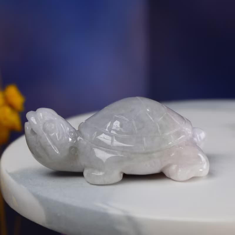 【吉祥‧長壽】糯飄綠花翡翠烏龜擺飾 |天然緬甸玉翡翠A貨 |送禮