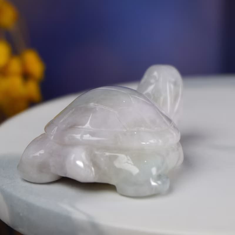 【吉祥‧長壽】糯飄綠花翡翠烏龜擺飾 |天然緬甸玉翡翠A貨 |送禮