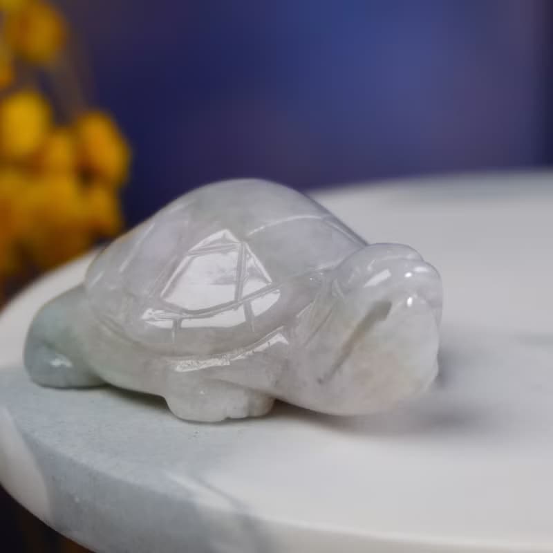 【吉祥‧長壽】糯飄綠花翡翠烏龜擺飾 |天然緬甸玉翡翠A貨 |送禮