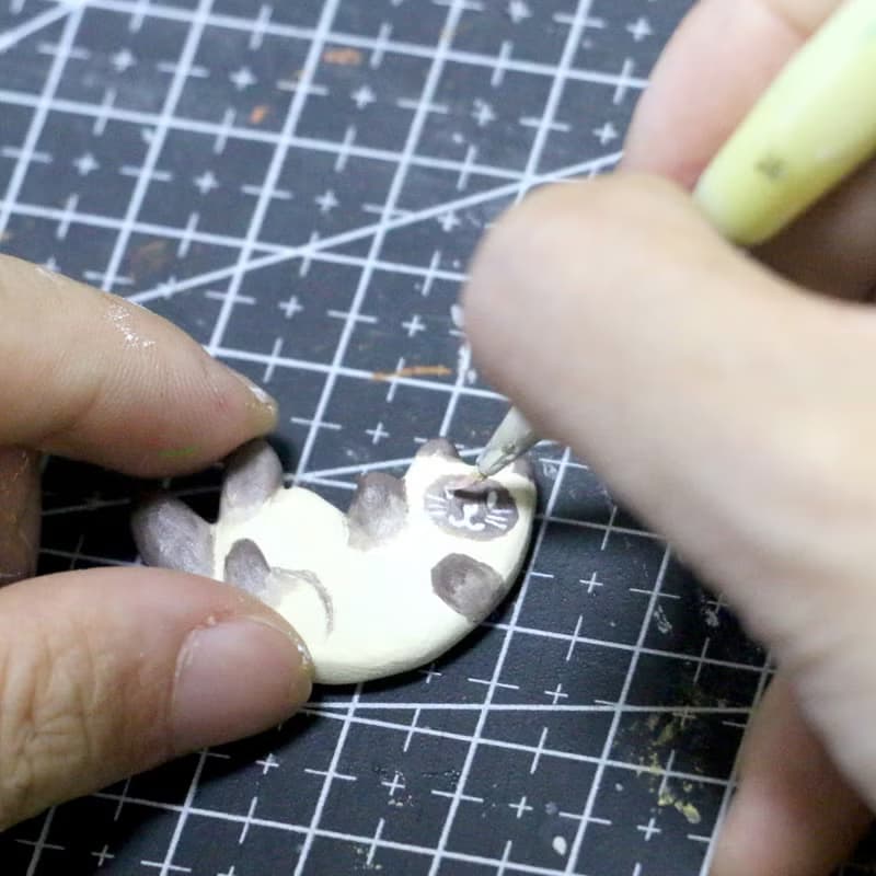 【挖煤累了在花花上躺會兒】暹羅貓原創手繪手作旋轉戒指
