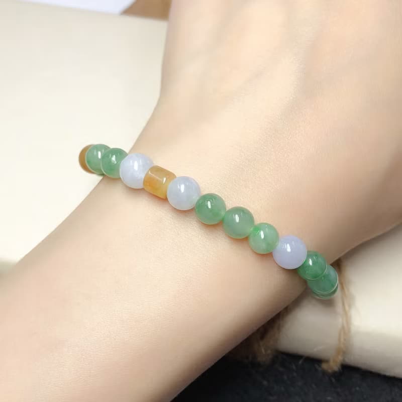 冰種多彩翡翠手珠 | 天然緬甸玉A貨翡翠 | 送禮