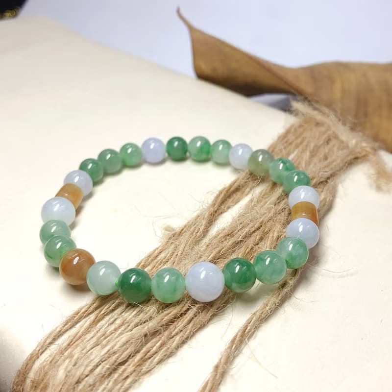 冰種多彩翡翠手珠 | 天然緬甸玉A貨翡翠 | 送禮