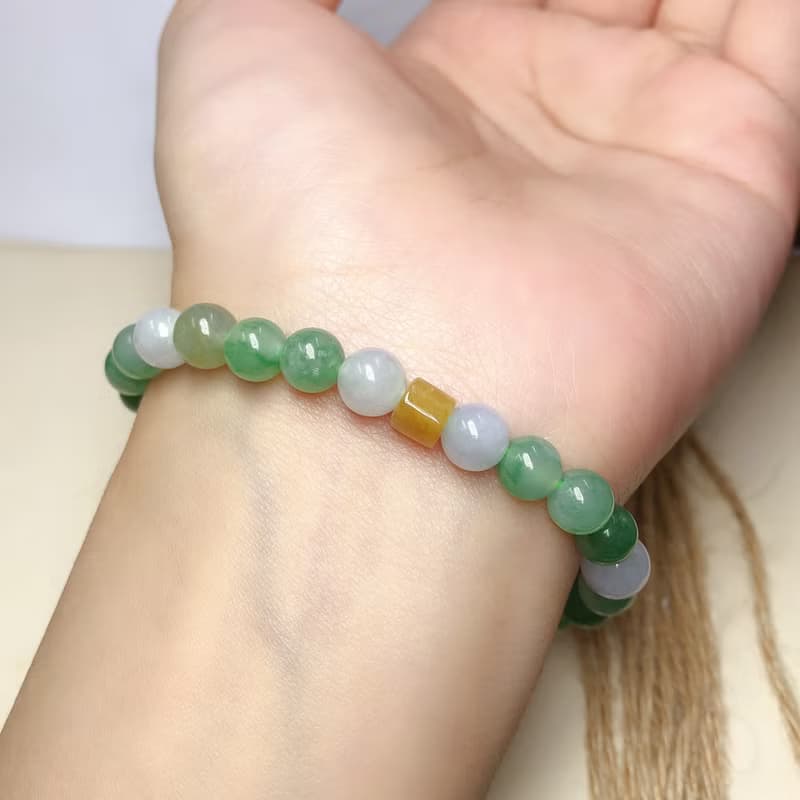冰種多彩翡翠手珠 | 天然緬甸玉A貨翡翠 | 送禮