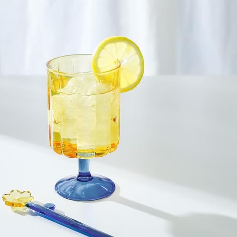 【夏日涼感】日本耐熱玻璃-繽紛撞色飲品杯+同色花花攪拌棒