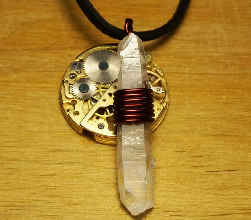 蒸汽朋克 天然 未打磨白水晶原石 創意禮物 送情侶吊墜 項鏈