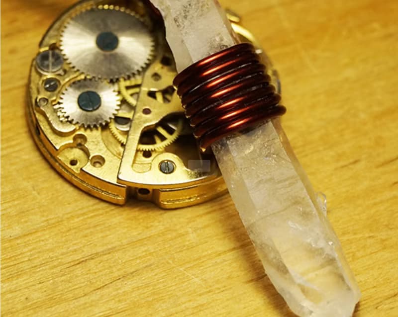 蒸汽朋克 天然 未打磨白水晶原石 創意禮物 送情侶吊墜 項鏈