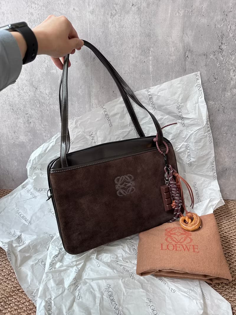 中古包 Loewe 羅威 朱古力Hobo肩背包