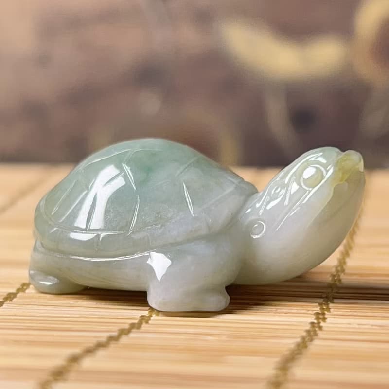 【吉祥‧長壽】飄花翡翠烏龜 | 天然緬甸A貨翡翠 | 送禮