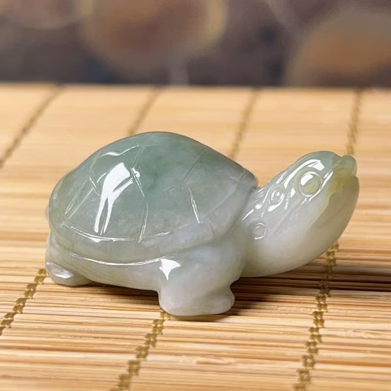 【吉祥‧長壽】飄花翡翠烏龜 | 天然緬甸A貨翡翠 | 送禮