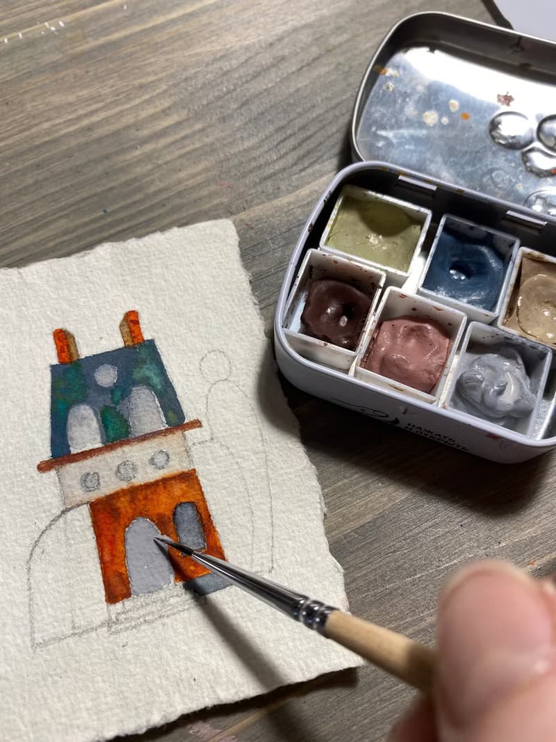 Housewarming gift Original art Miniature artwork on handmade paper ACEO
