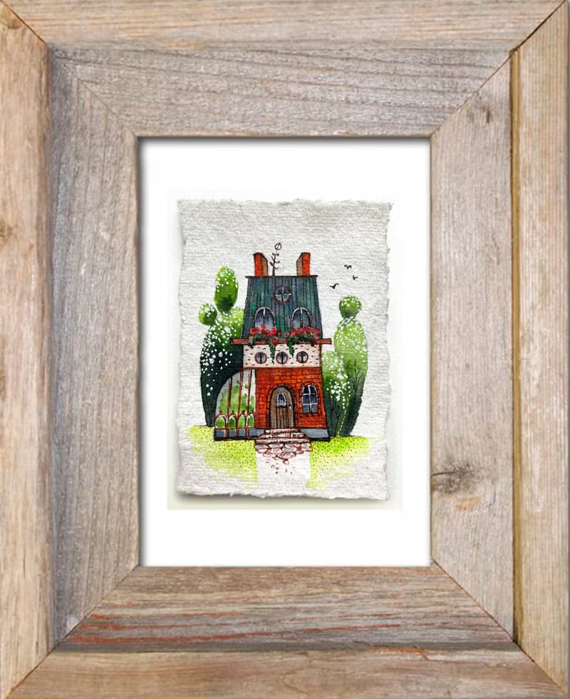 Housewarming gift Original art Miniature artwork on handmade paper ACEO