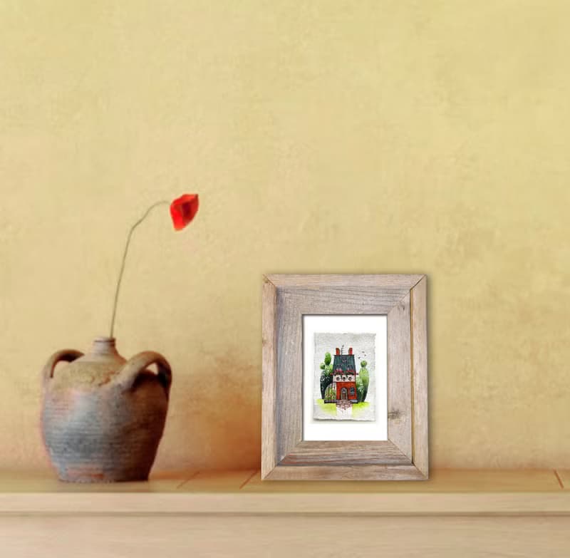 Housewarming gift Original art Miniature artwork on handmade paper ACEO