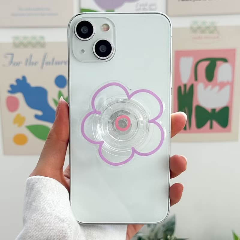 Purple flower grip smartphone acrylic smart tok