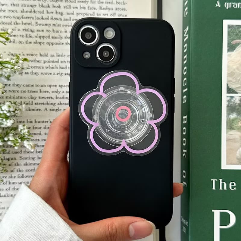 Purple flower grip smartphone acrylic smart tok