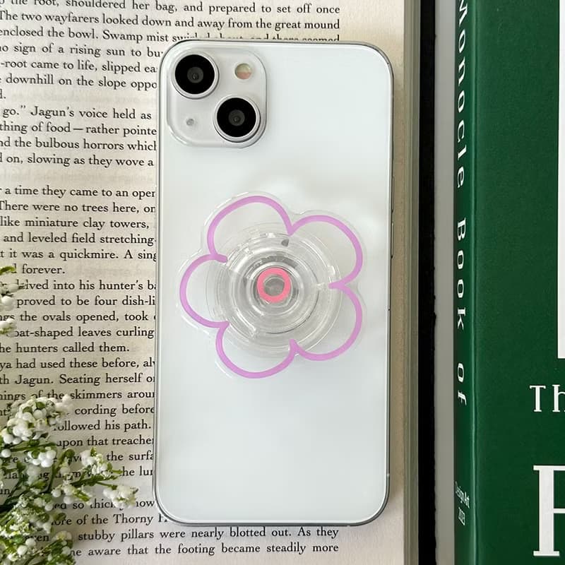 Purple flower grip smartphone acrylic smart tok