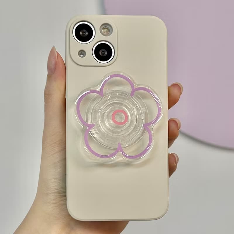 Purple flower grip smartphone acrylic smart tok