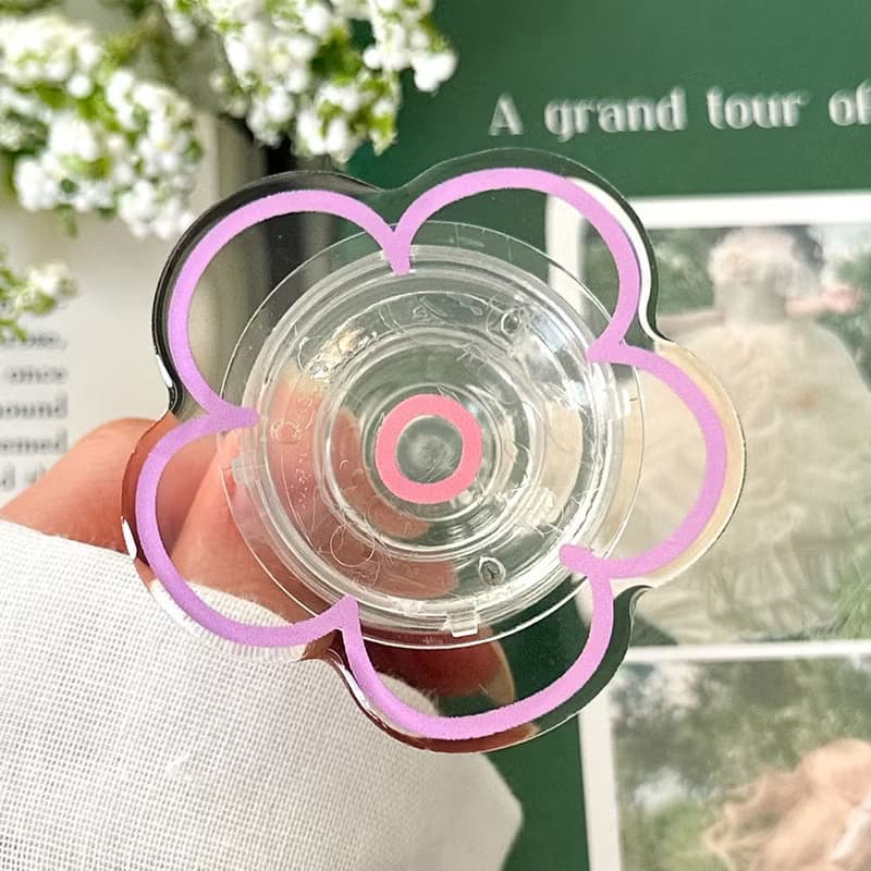 Purple flower grip smartphone acrylic smart tok
