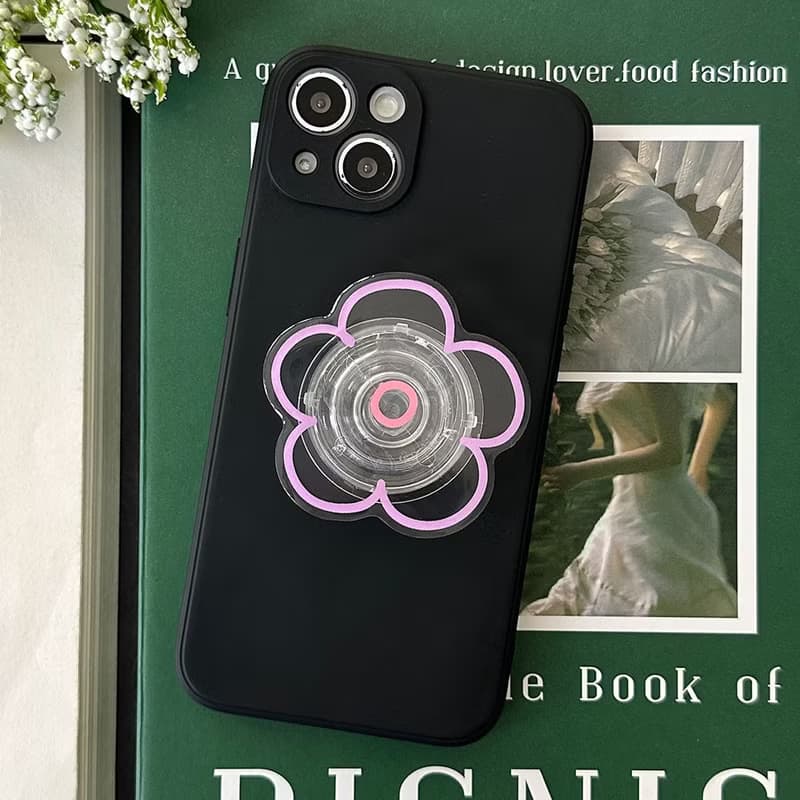 Purple flower grip smartphone acrylic smart tok