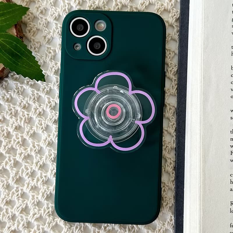 Purple flower grip smartphone acrylic smart tok