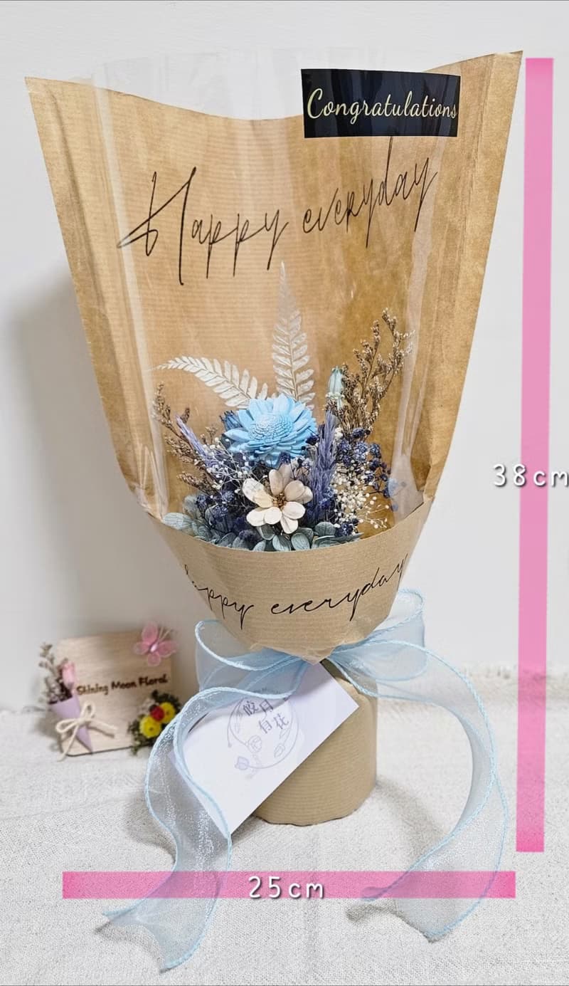 皎月有花 畢業花束-無畢業帽藍色系