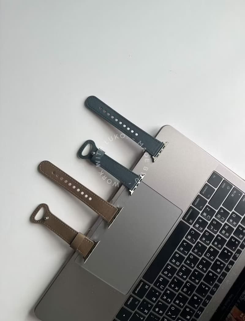 Apple Watch | 寬版顆粒紋圓釘扣真皮錶帶