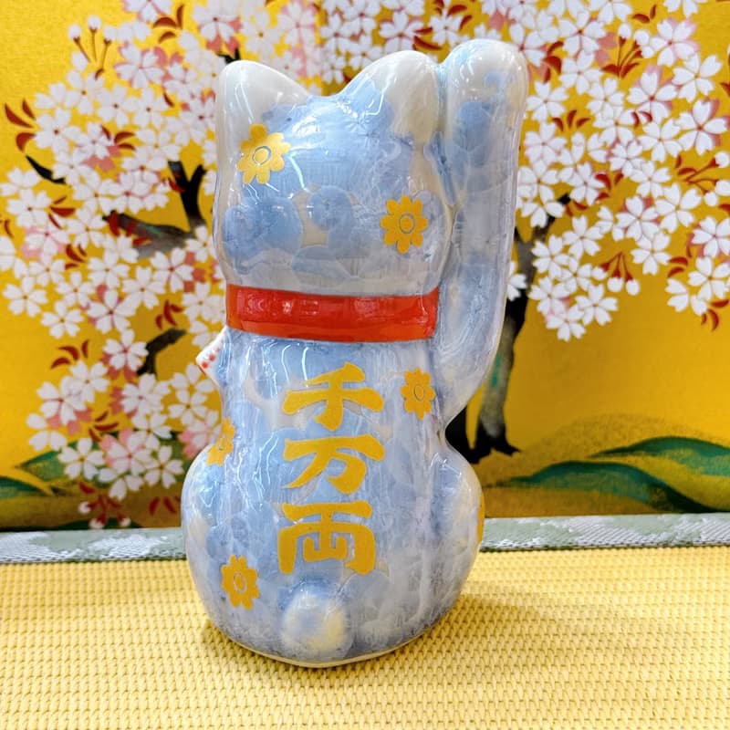 【藤晶耀福】日本清水燒招財貓 | 花結晶 - 銀藤 千万両