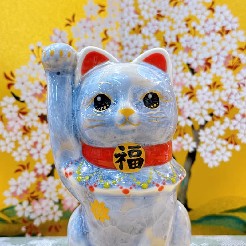 【藤晶耀福】日本清水燒招財貓 | 花結晶 - 銀藤 千万両