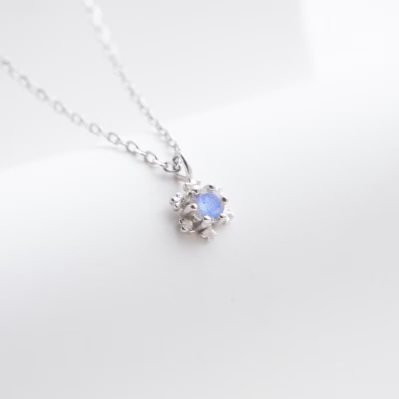 鑽面拉長石925純銀雪花項鍊