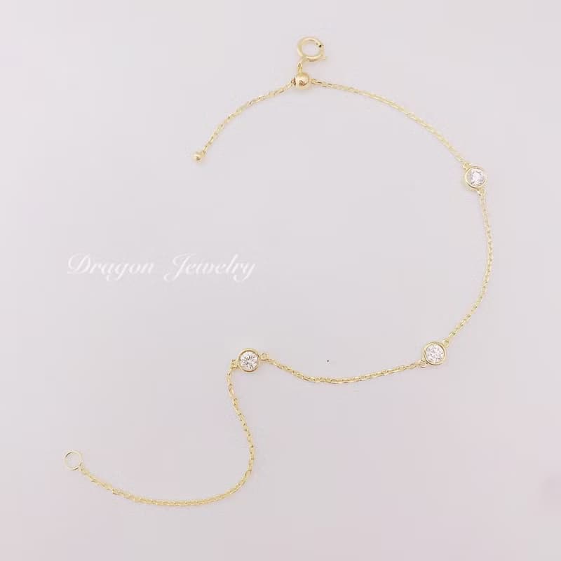 Dragon Jewelry 18k天然真鑽手鍊 10分鑽石3顆共0.30ct