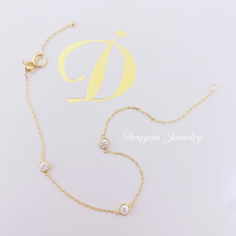 Dragon Jewelry 18k天然真鑽手鍊 10分鑽石3顆共0.30ct