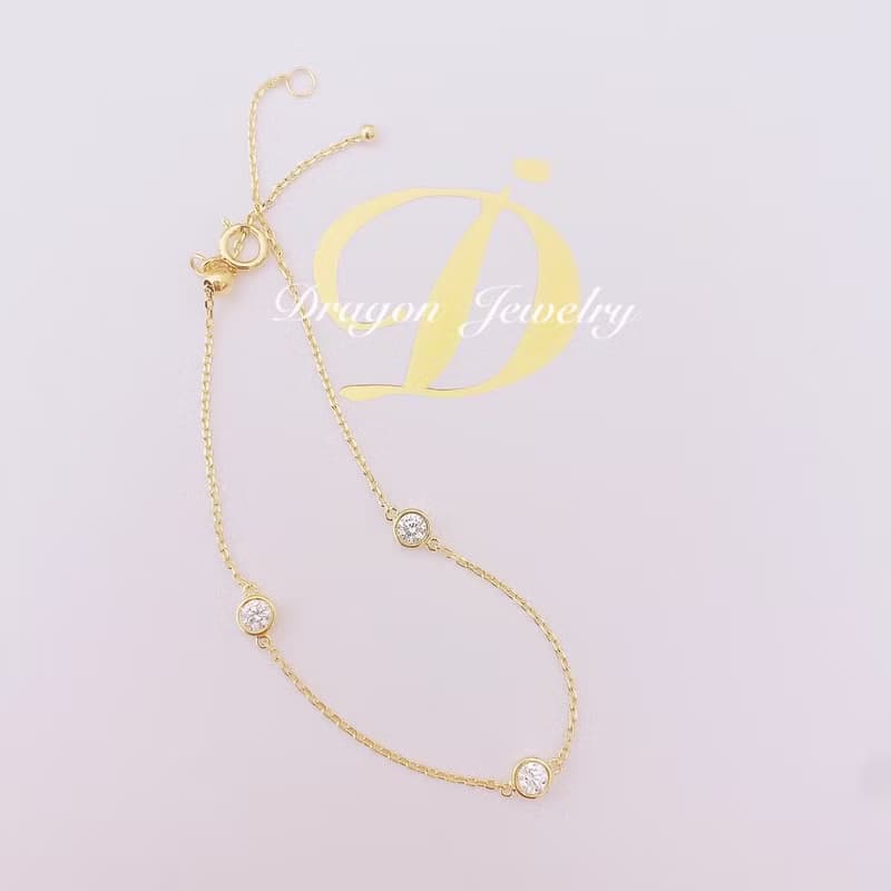 Dragon Jewelry 18k天然真鑽手鍊 10分鑽石3顆共0.30ct