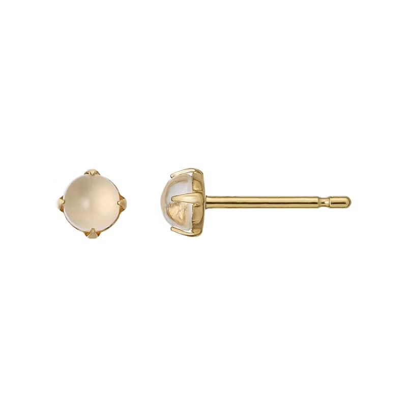 【Second Earrings】 18K 乳白色凸圓形耳環 (黃金)