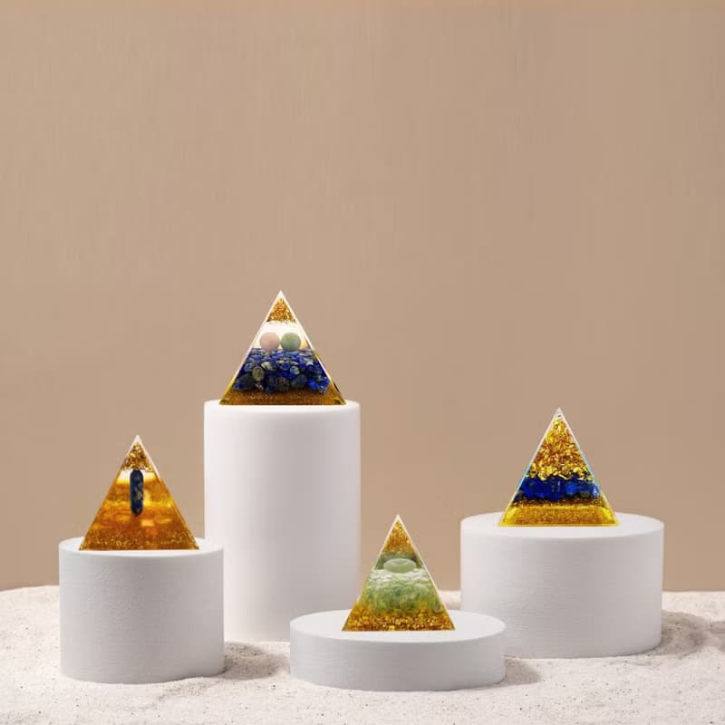 四象金字塔一組四入,奧剛,冥想,能量,金字塔擺飾,祝賀禮物-MOP8