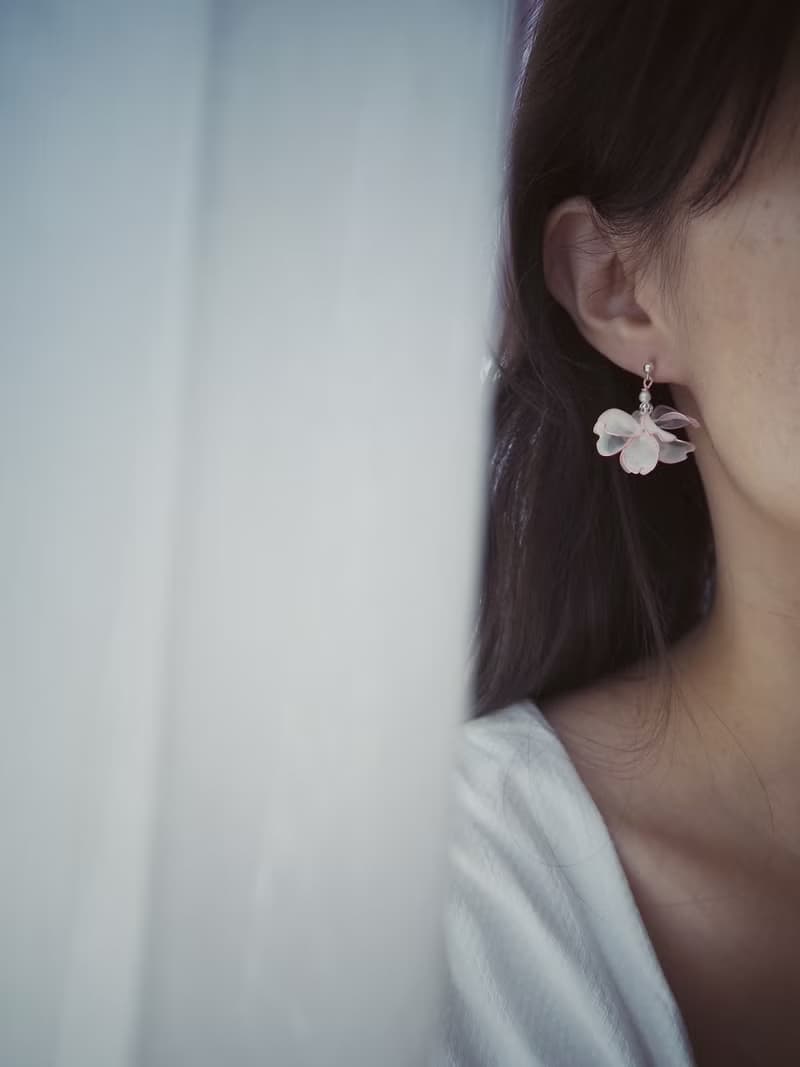 零櫻 櫻花垂墜式樹脂耳環