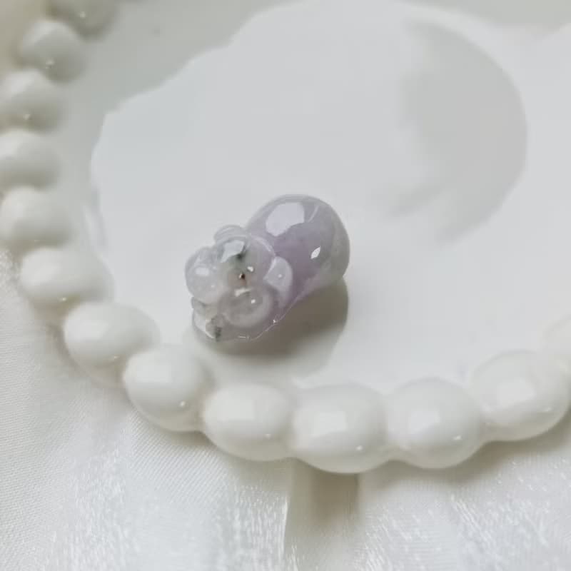 濃紫灑金小福豬 | 天然緬甸玉A貨翡翠