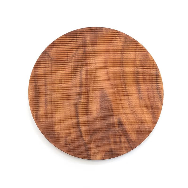 無深度)天然柚木圓型餐盤S號-條紋款│22cm不上漆原木製 露營野餐
