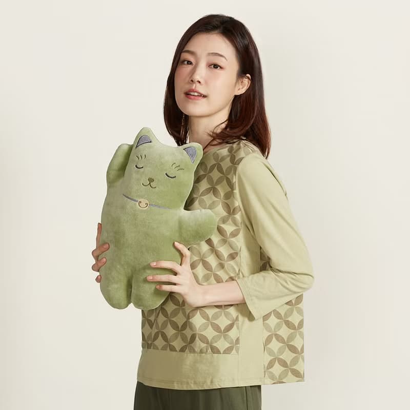 招財貓午安枕-抹茶綠