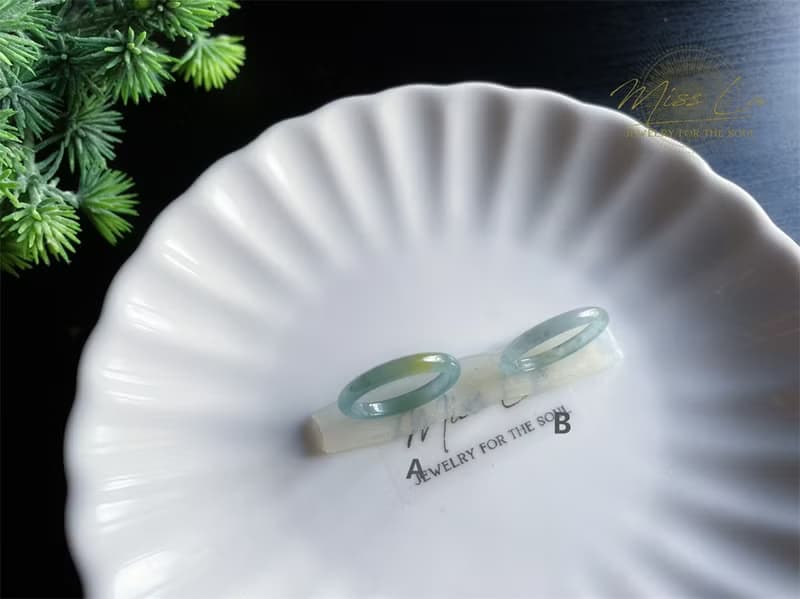 天然瓜地馬拉翡翠 冰藍水料 細款 戒指 玉 戒環 ring 禮物 男女
