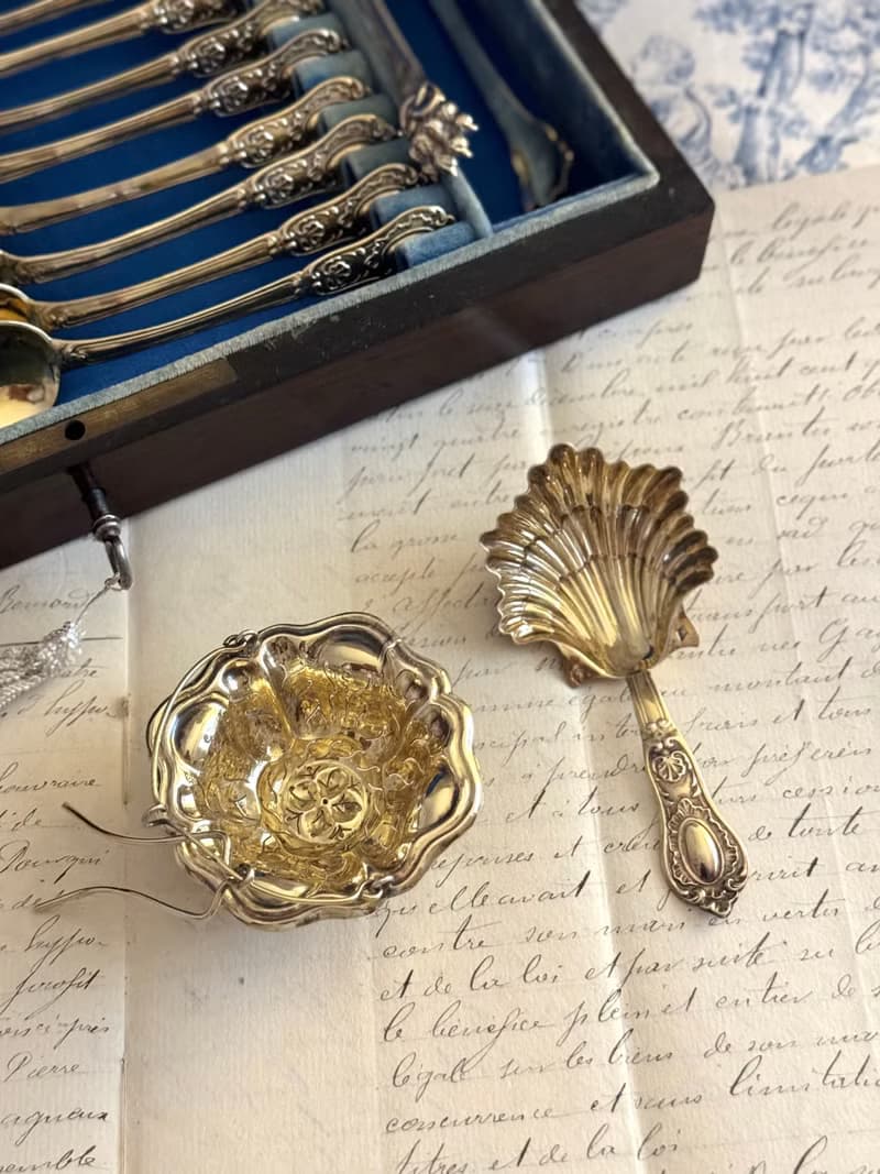 40447-珍稀法國1850年Vermeil純銀鍍金茶具套組