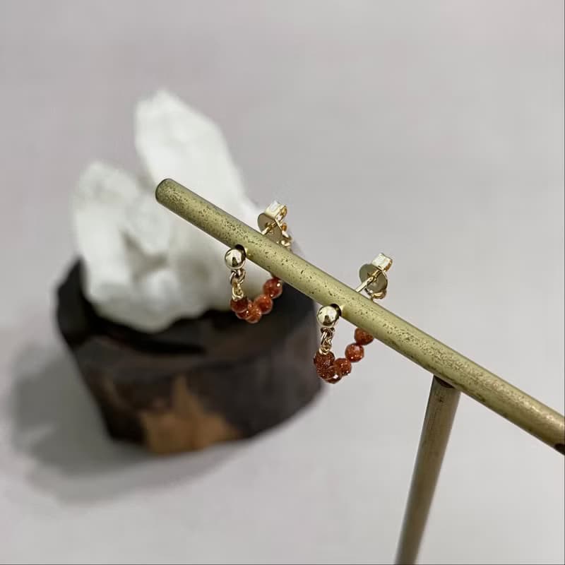 ll modo手工製圈型耳環 ll 美國14kgf包金耳環 --- 金沙石 / 一對